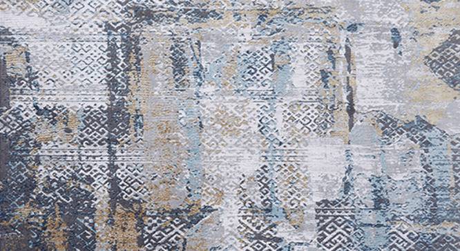 Martha Dark Grey/Shrink Blue Abstract Machine made Synthetic Fiber 5x2.4 Feet Carpet (Rectangle Carpet Shape, Dark Grey, Shrink Blue) by Urban Ladder - Front View Design 1 - 499685