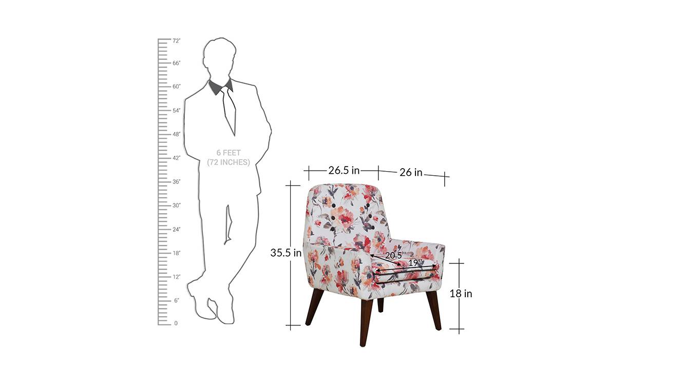 Lugo floral fabric lounge chair in rust floral color 6