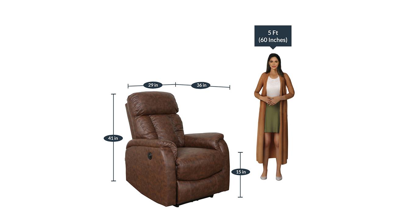 Hero fabric 1 seater recliner in brown color 6