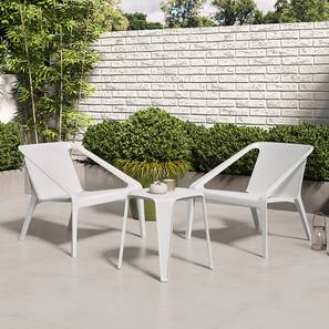 Balcony Sets Design Palma Plastic Outdoor Chair in White Colour - Set of 2