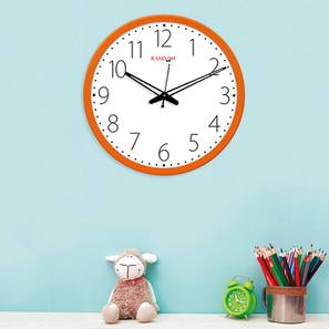Home Decor In Indore Design Marwane Orange Plastic Round Wall Clock (Orange)