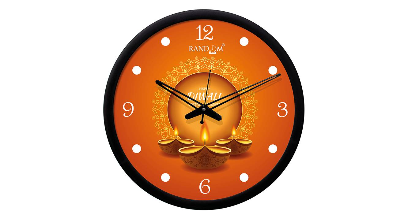Black Plastic Round Analog Wall Clock Urban Ladder