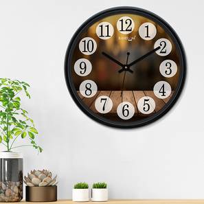 Home Decor In Indore Design Laredo Black Plastic Round Wall Clock (Black)