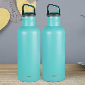 Bottles And Flasks Design Flora Blue Stainless Steel 1000ml Water Bottle - Set of 2 (Blue)