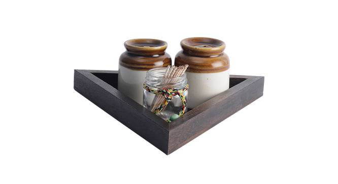 Lanna Salt n Pepper Set with Toothpick Holder in Mango Wood Tray -Set of 3 (White) by Urban Ladder - Cross View Design 1 - 516343