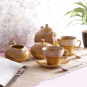 Cups Mugs Design Isolde Studio Pottery Tea Set/ Kettle with Cups Morning Set - Set of 7 (Beige, Set of 7 Set)