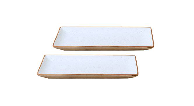 Rio Snacks/ Kabab Serving Platter/ Dish Set - Set of 2 (White, Set Of 2 Set) by Urban Ladder - Front View Design 1 - 516553