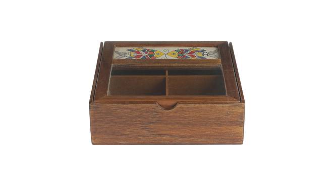 Lanai Multipurpose Box/ Spice Box with 4 compartments (Brown) by Urban Ladder - Front View Design 1 - 516745
