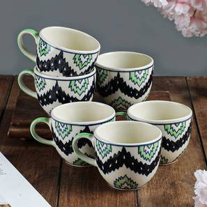 Tea Cups Design Pascal Ceramic Tea Cups Set - Set of 6 (Multicolor, Set of 6 Set)