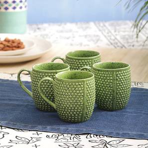 Cups Mugs Design Rufus Ceramic Tea/ Coffee Mugs Set - Set of 4 (Green, Set Of 4 Set)