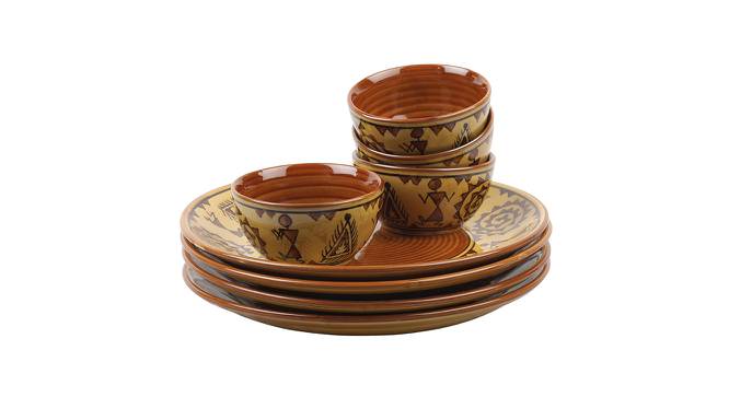 Kaimi 8 Pieces Dinner Set (Brown, set of 8 Set) by Urban Ladder - Front View Design 1 - 517327