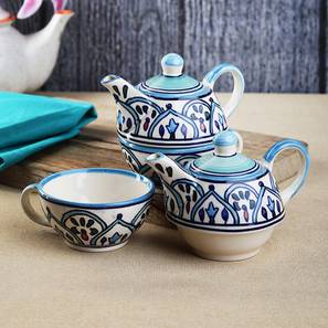 Teapot Design Griffith Ceramic Tea Pot with Cup Set - Set of 4 (Set Of 4 Set, Multicolor)