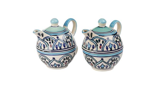 Griffith Ceramic Tea Pot with Cup Set - Set of 4 (Set Of 4 Set, Multicolor) by Urban Ladder - Front View Design 1 - 517520