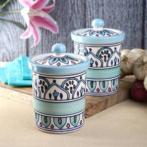 Kitchen Organizers Design Alani Ceramic Jars Set -Set of 2 (Multicolor)