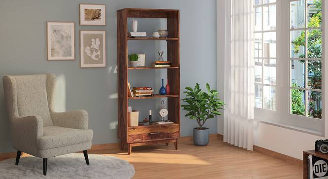 Emerlane Solid Wood Bookshelf (Teak Finish) by Urban Ladder - Design 1 Full View - 518615