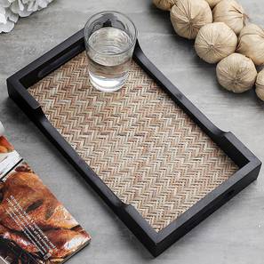 Serving Platter Design Jazminn Wooden Tray (Brown, Set of 1 Set)