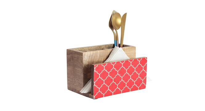 Zinnia Mango Wood Napkin and Spoon Holder (Red) by Urban Ladder - Cross View Design 1 - 518842