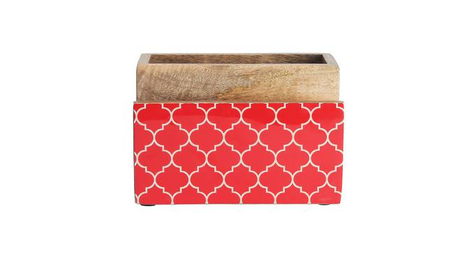 Zinnia Mango Wood Napkin and Spoon Holder (Red) by Urban Ladder - Front View Design 1 - 518876