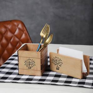 Cutlery Design Cassia Cutlery Holder and Napkin Holder Set - Set 2 (Brown)