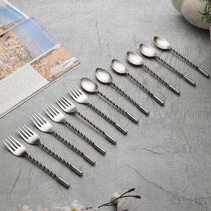 Cutlery Design Fleur Stainless Steel Twisted Handle Cutlery Set - Set of 12 (Silver)