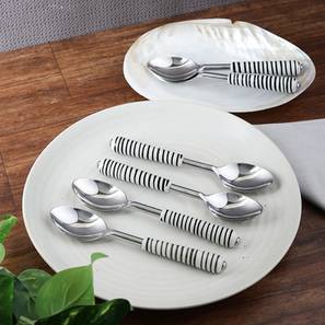Cutlery Design Peregrine Ceramic Handle Steel Spoons Set - Set of 6 (Blue)