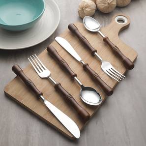 Cutlery Design Garnet Wooden Handles Stainless Steel Cutlery Set - Set of 6 (Brown)