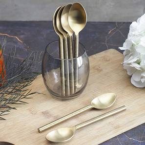 Cutlery Design Shark Stainless Steel Tea Spoons Set - Set of 6 (Gold)