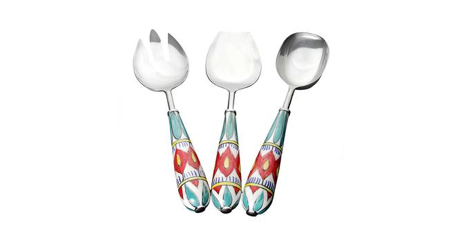 Guinevere Ceramic Handle Steel Serving Spoons - Set of 3 (Multicolor) by Urban Ladder - Front View Design 1 - 519788