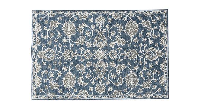 Elisabeth Navy Floral Hand-Tufted Wool 6x4 Feet Carpet (Rectangle Carpet Shape, Navy) by Urban Ladder - Cross View Design 1 - 519982