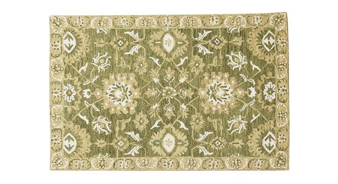 Zhuri Olive Green  Floral Hand-Tufted Wool 6x4 Feet Carpet (Rectangle Carpet Shape, Olive Green) by Urban Ladder - Cross View Design 1 - 519984