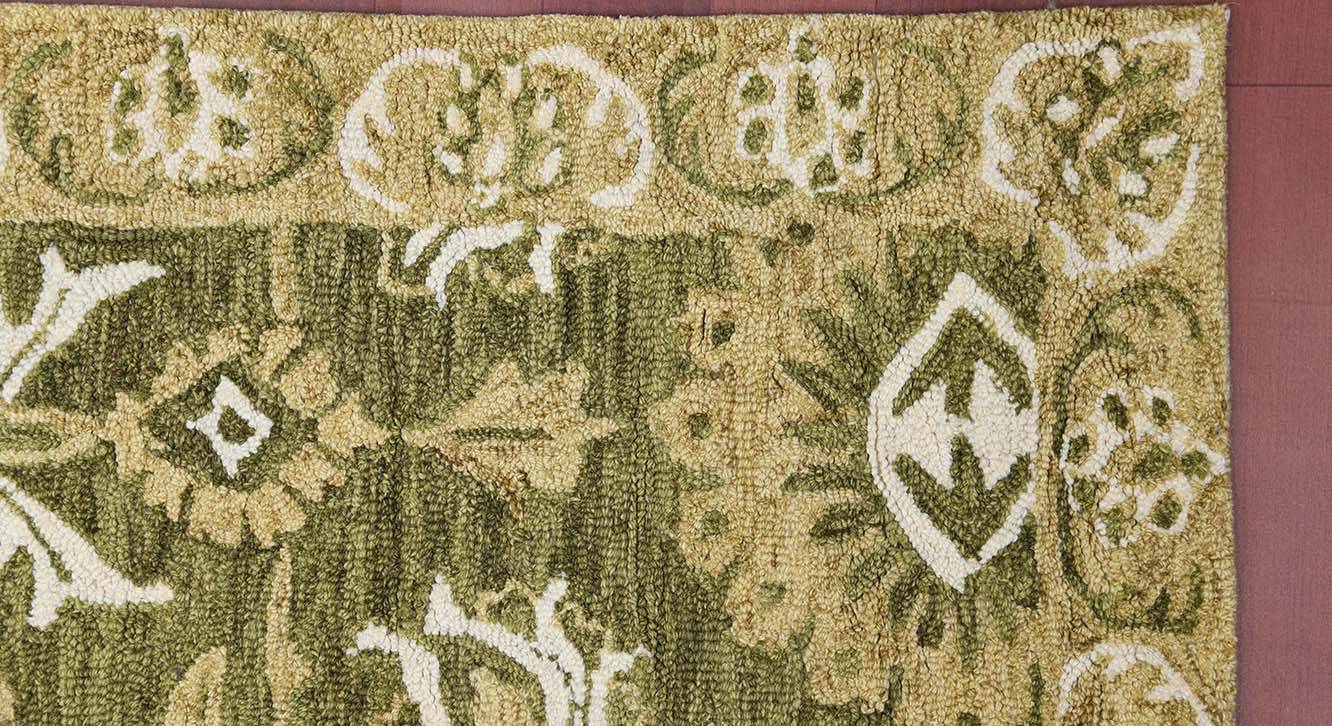 Olive Green Floral Hand Tufted Wool Carpet Urban Ladder