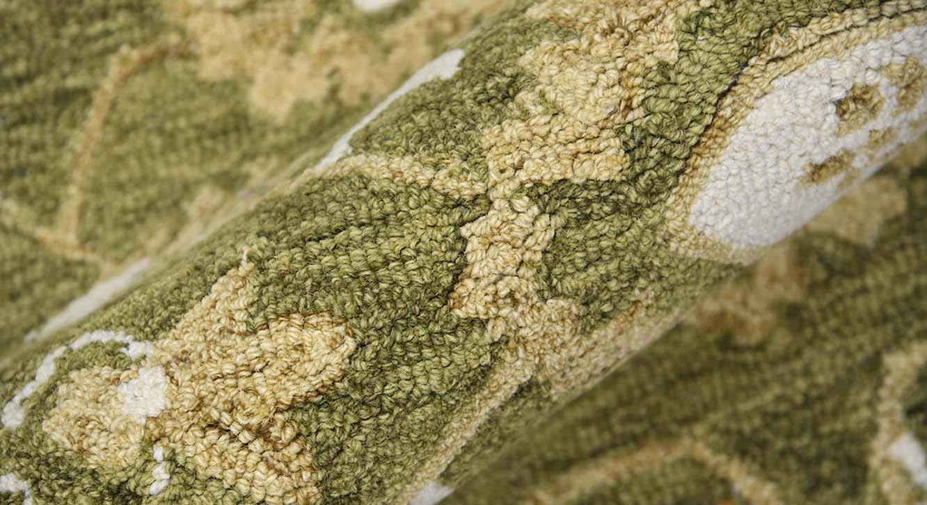 Olive Green Floral Hand Tufted Wool Carpet Urban Ladder