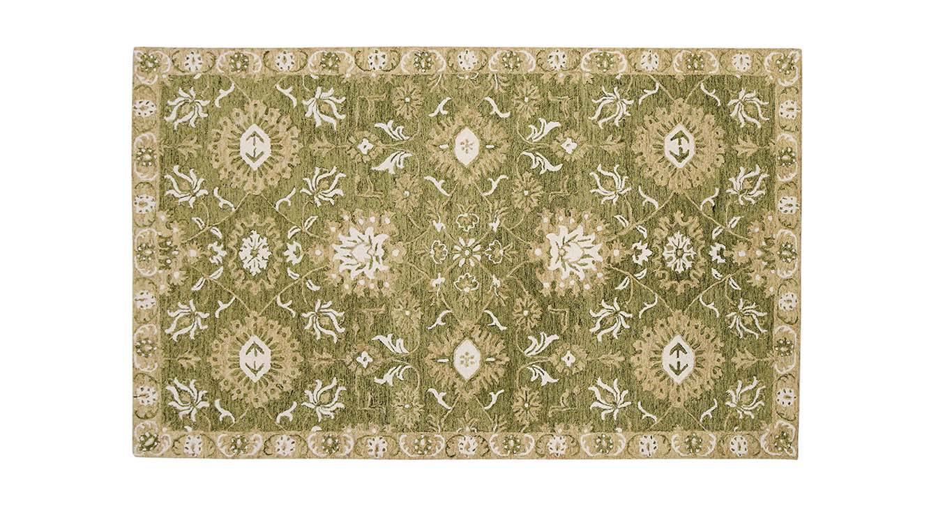 Olive Green Floral Hand Tufted Wool Carpet Urban Ladder