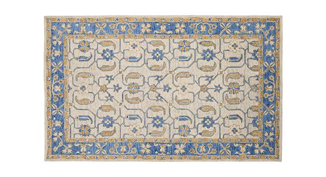 Belle Royal Blue Floral Hand-Tufted Wool 10x8 Feet Carpet (Rectangle Carpet Shape, Royal Blue) by Urban Ladder - Cross View Design 1 - 520085