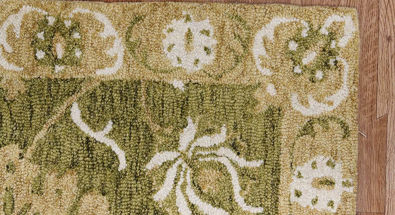 Olive Green Floral Hand Tufted Wool Carpet Urban Ladder