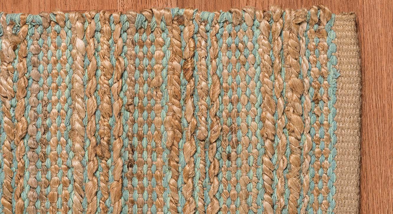 Aqua Stripes Hand Woven Jute Carpet Urban Ladder