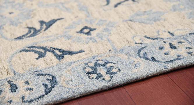 Jaelynn Light Blue Floral Hand-Tufted Wool 6x4 Feet Carpet (Rectangle Carpet Shape, Light Blue) by Urban Ladder - Front View Design 1 - 520207