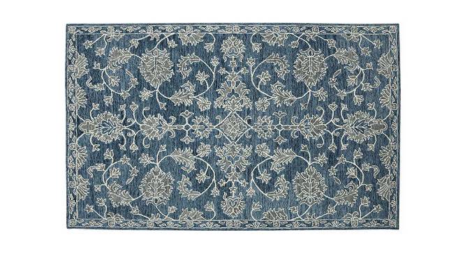 Luella Navy Floral Hand-Tufted Wool 10x8 Feet Carpet (Rectangle Carpet Shape, Navy) by Urban Ladder - Cross View Design 1 - 520288
