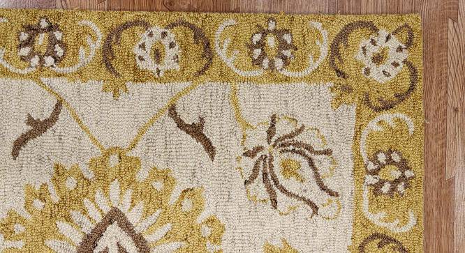 Paityn Gold Floral Hand-Tufted Wool 10x8 Feet Carpet (Rectangle Carpet Shape, Golden) by Urban Ladder - Front View Design 1 - 520303