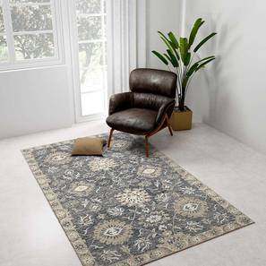 Products Design Melani Gray Floral Hand-Tufted Wool 8x5 Feet Carpet (Grey, Rectangle Carpet Shape)