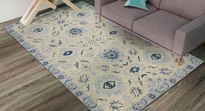 Kaiya Light Blue Floral Hand-Tufted Wool 8x5 Feet Carpet (Rectangle Carpet Shape, Light Blue) by Urban Ladder - Cross View Design 1 - 520387