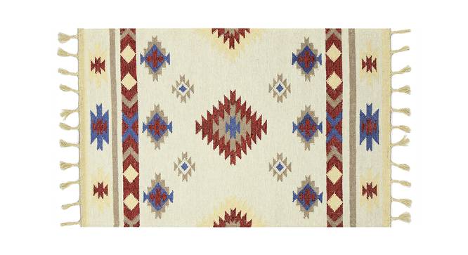 Jade Red Abstract Woven Wool 5x3 Feet Carpet (Red, Rectangle Carpet Shape) by Urban Ladder - Cross View Design 1 - 520467