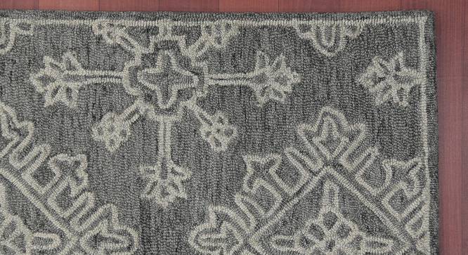 Cara Graphite Geometric Hand-Tufted Wool 6x4 Feet Carpet (Rectangle Carpet Shape, Graphite) by Urban Ladder - Front View Design 1 - 520482