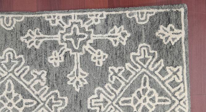 Ellison Gray Steel Geometric Hand-Tufted Wool 6x4 Feet Carpet (Rectangle Carpet Shape, Grey Steel) by Urban Ladder - Front View Design 1 - 520536