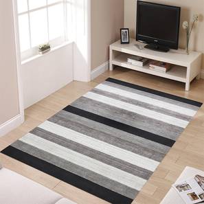Charcoal Stripes Hand Woven Wool Carpet