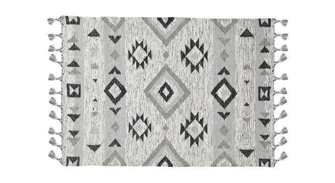 Jayce Silver Abstract Woven Wool 5x3 Feet Carpet (Silver, Rectangle Carpet Shape) by Urban Ladder - Cross View Design 1 - 520571