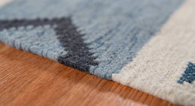 Celeste Sky Blue Abstract Woven Wool 8x5 Feet Carpet (Rectangle Carpet Shape, Sky Blue) by Urban Ladder - Front View Design 1 - 520578