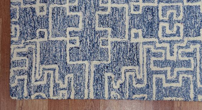 Jamie Blue Solid Hand-Tufted Wool 8x5 Feet Carpet (Blue, Rectangle Carpet Shape) by Urban Ladder - Front View Design 1 - 520580
