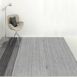 Light Grey Stripes Hand Woven Wool Carpet