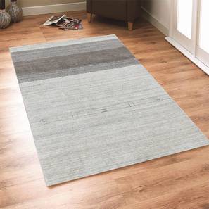 Light Grey Stripes Hand Woven Wool Carpet